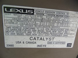 2004 Lexus ES330 Gold 3.3L AT #Z23523